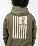 Men's EōS Flag Vintage Raglan Hoodie - Olive