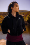 Women's Crop Full Zip Hoodie - Black
