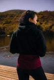 Women's Crop Full Zip Hoodie - Black