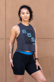 Women's Racerback Crop Atari Tank - Charcoal