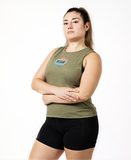 Women's Sunset Waves Muscle Tank - Olive You Green
